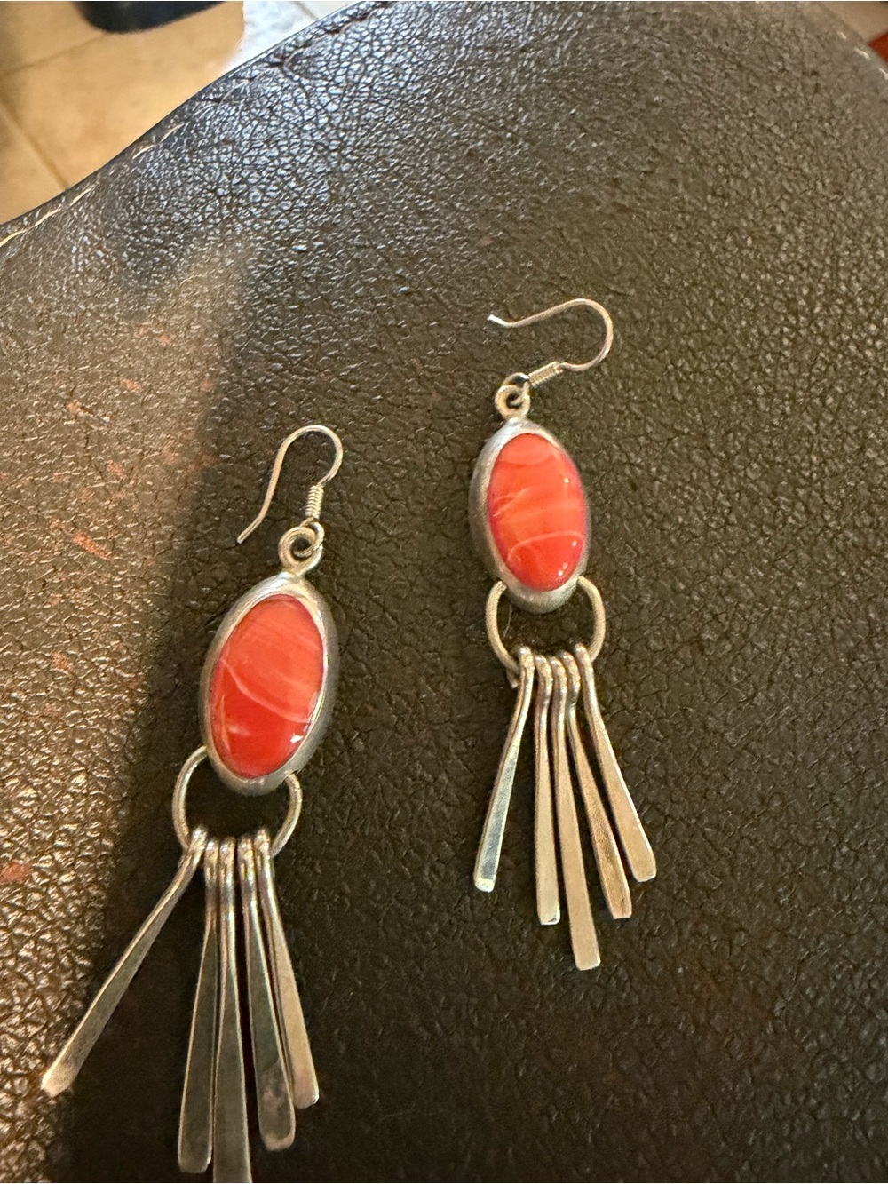 Coral Stone Fringe Drop Earrings - Women Jewelry Earrings - Picture 3 of 4